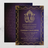 Invitation Ganesh Chaturthi Puja Roya Eléments dorés (Devant / Derrière)