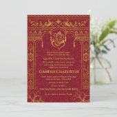Invitation Ganesh Chaturthi Puja Roya Eléments dorés (Debout devant)