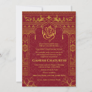 Invitation Ganesh Chaturthi Puja Roya Eléments dorés