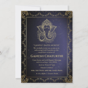Invitation Ganesh Chaturthi Puja Roya Eléments dorés