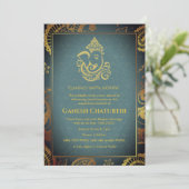 Invitation Ganesh Chaturthi Puja Roya Eléments dorés (Debout devant)