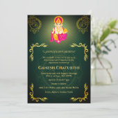 Invitation Ganesh Chaturthi Puja Roya Eléments dorés (Debout devant)
