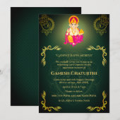 Invitation Ganesh Chaturthi Puja Roya Eléments dorés (Devant / Derrière)