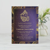 Invitation Ganesh Chaturthi Puja Roya Eléments dorés (Debout devant)