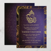 Invitation Ganesh Chaturthi Puja Roya Eléments dorés (Devant / Derrière)
