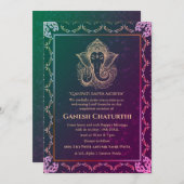 Invitation Ganesh Chaturthi Puja Roya Eléments dorés (Devant / Derrière)