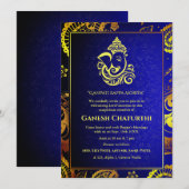 Invitation Ganesh Chaturthi Puja Roya Eléments dorés (Devant / Derrière)
