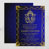 Invitation Ganesh Chaturthi Puja Roya Eléments dorés (Devant / Derrière)