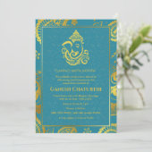 Invitation Ganesh Chaturthi Puja Roya Eléments dorés (Debout devant)
