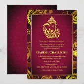 Invitation Ganesh Chaturthi Puja Roya Golden Elements Invitat (Devant / Derrière)