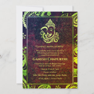 Invitation Ganesh Chaturthi Puja Roya Golden Elements Invitat