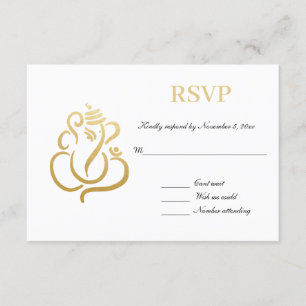 Invitation Ganesh doré élégant RSVP Mariage Indien