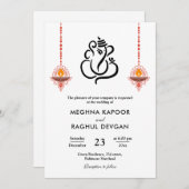 Invitation Ganesh Indian God Mariage élégant (Devant / Derrière)