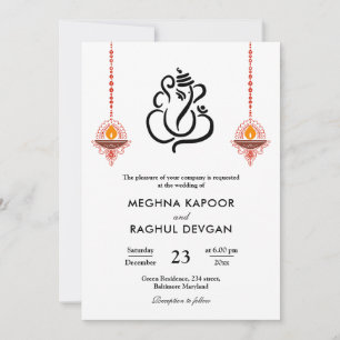 Invitation Ganesh Indian God Mariage élégant