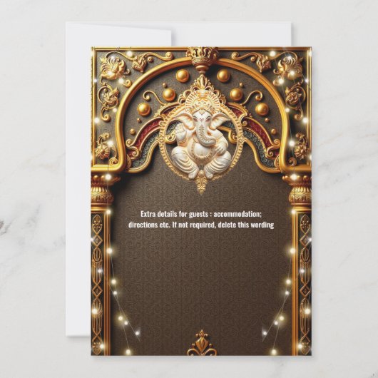 Invitation Ganesh or indien lumières hindou traditionnelles (Dos)