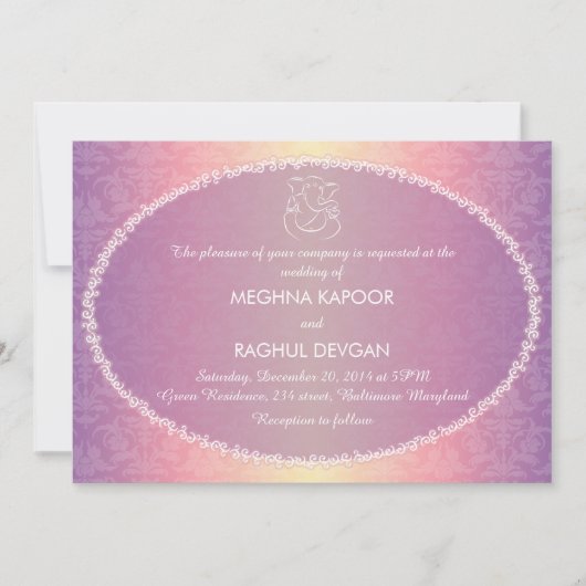 Invitation Ganesha classique/Mariage damassé indienne Faire-p (Devant)