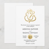 Invitation Ganesha de l'huile d'or de cire classique/Mariage (Devant / Derrière)
