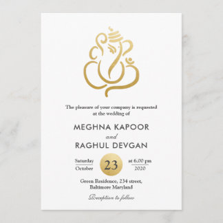 Invitation Ganesha de l'huile d'or de cire classique/Mariage