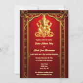 Invitation Ganesha d'or rouge indien hindi mariage hindou (Devant)