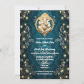 Invitation Ganesha éléphant bleu or Hindi mariage hindou (Devant)