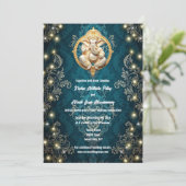Invitation Ganesha éléphant bleu or Hindi mariage hindou (Debout devant)