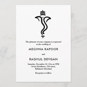 Invitation Ganesha simple classique/Mariage de Dieu indien