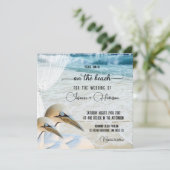 Invitation Gannet Beach avec la dentelle Destination Mariage (Debout devant)