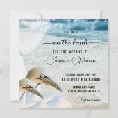 Invitation Gannet Beach avec la dentelle Destination Mariage (Devant)