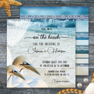 Invitation Gannet Beach avec la dentelle Destination Mariage