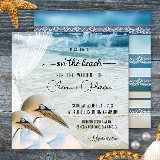 Invitation Gannet Beach avec la dentelle Destination Mariage