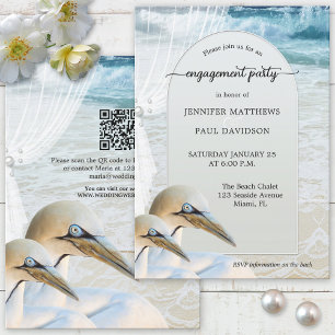 Invitation Gannet Beach QR Code Partie d'engagement