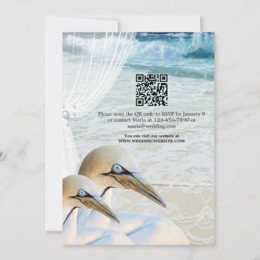 Invitation Gannet Beach QR Code Partie d'engagement (Dos)