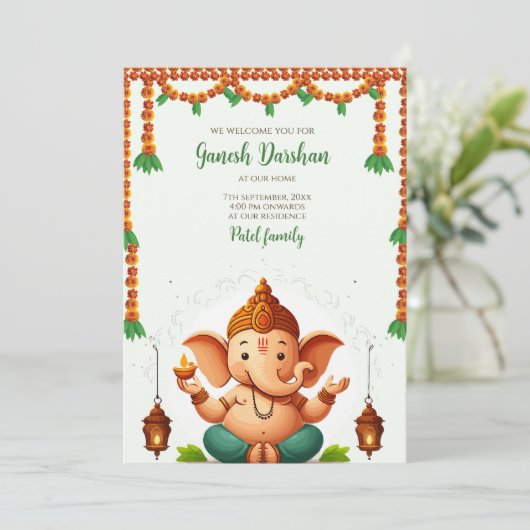 Invitation Ganssis darshan Carte Ganesh pooja (Debout devant)