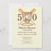Invitation Gant de baseball Batte Thème Hommes 50e Anniversai (Devant)