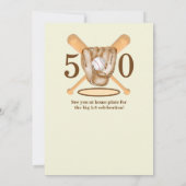 Invitation Gant de baseball Batte Thème Hommes 50e Anniversai (Dos)