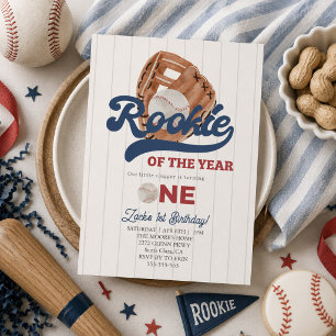 Invitation Gant de baseball rookie pour garçon 1er anniversai