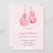 Invitation Gants de boxe roses anniversaire (Devant)
