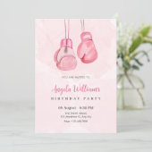 Invitation Gants de boxe roses anniversaire (Debout devant)