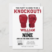 Invitation Gants de boxe rouge Anniversaire de enfant Party K (Devant)