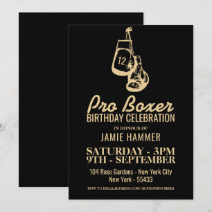 Invitation Gants de boxe Silhouette Anniversaire