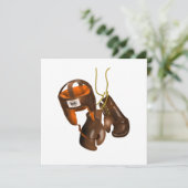 Invitation Gants et casque de boxe vintages (Debout devant)