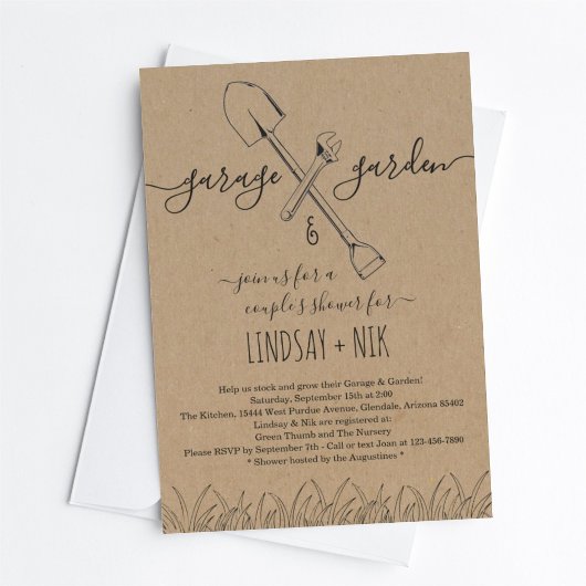 Invitation Garage & Jardin Mariée / Douche pour couple