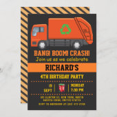 Invitation Garbage Truck à thème enfants Amusement fête d'ann (Devant / Derrière)