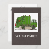 Invitation Garbage Truck Green (Devant / Derrière)
