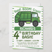 Invitation Garbage Truck Jour de la fête des enfants à thème (Devant)