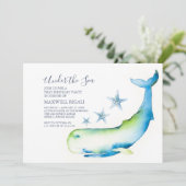 Invitation Garçon 1er Anniversaire Aquarelle Baleine Estarfis (Debout devant)