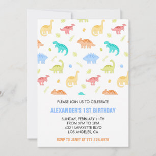 Invitation Garçon 1er anniversaire dinosaure jungle enfants t