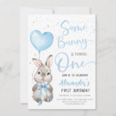 Invitation Garçon 1er anniversaire lapin (Devant)
