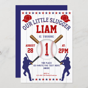 Invitation Garçon 1er anniversaire, Sport Anniversaire, Baseb