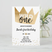 Invitation Garçon 1er anniversaire WILD ONE Gold Foil Crown C (Debout devant)